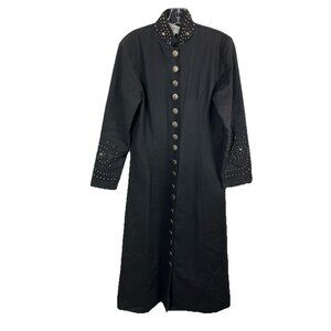 S Lew Magram western duster coat stud frock maxi black Goth